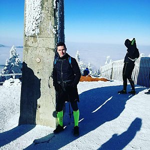 Tomáš Fojcik na vrcholu Lysá hora (14.1.2018 9:30)