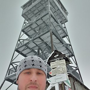 Igor Gluza na vrcholu Velká Čantoryje (30.1.2021)