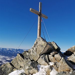 Šárka na vrcholu Predné Solisko (23.3.2022 7:30)