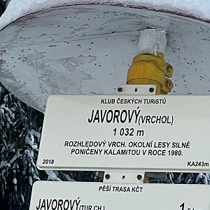Jakub Pniok na vrcholu Javorový vrch (31.1.2021 14:10)