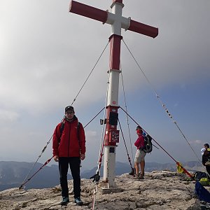 Martin Malý na vrcholu Warscheneck (31.8.2019 10:40)
