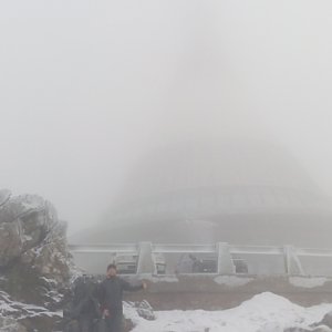 Petr Papcun na vrcholu Ještěd (2.2.2018 12:10)