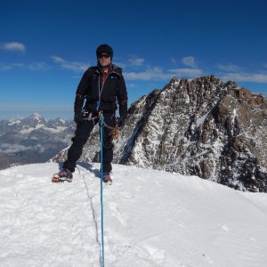 Rastislav Biarinec na vrcholu Zumsteinspitze / Punta Zumstein (8.8.2019 10:00)