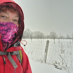 Anna na vrcholu Vystrkovská Strážka (22.1.2023)