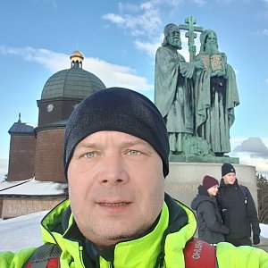 Tomáš Žáček na vrcholu Radhošť (3.1.2021 13:05)