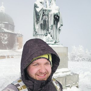 Petr Borovský na vrcholu Radhošť (14.2.2021 11:12)