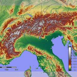 Nejvyšší vrcholy geografických celků Alp